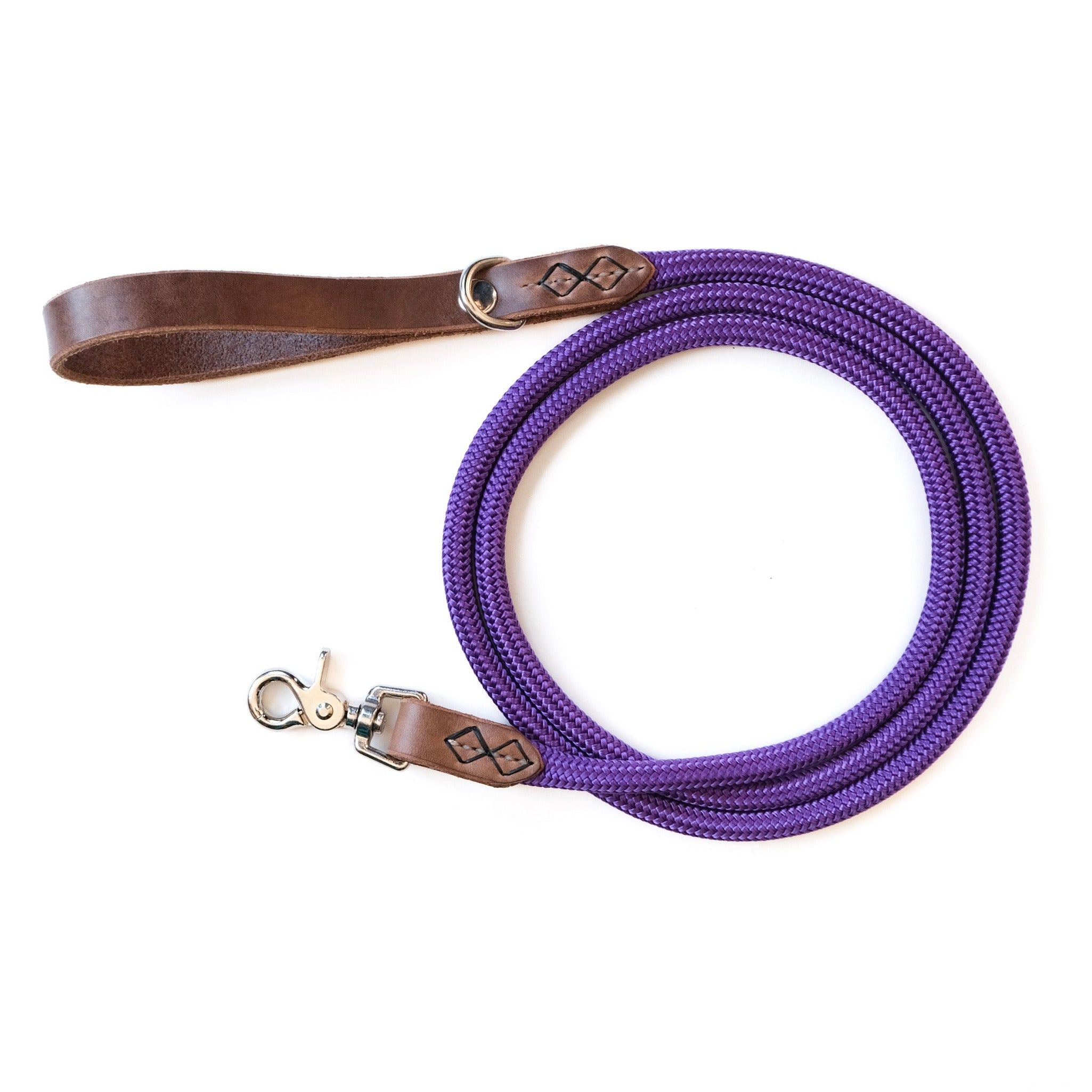 Dog Leash with Leather Handle Cotton Rope